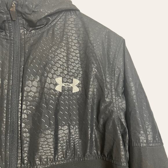 Under Armour All Season Gear Loose Fit Black Snakeskin Hooded Jacket Mens Size S - Picture 4 of 6